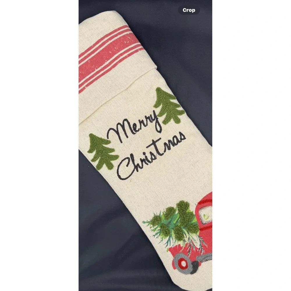 Set of Red‎ Truck Stocking Embroidered Holiday Xmas Tree Farmhouse Decor